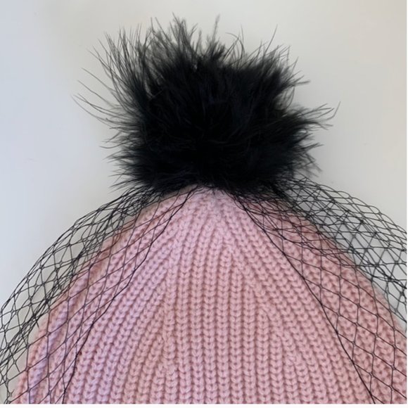 kate spade pink black Fit To Be Tied Wool Veil Hat nwot - Picture 15 of 16